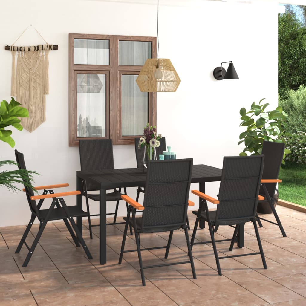 7 Piece Garden Dining Set and Brown , Outdoor Furniture Sets , Chairs -,Durable,eligant,Furniture -,Home & Garden -,Home Decor,Modern Design,new-305021,Outdoor Furniture -,Outdoor Furniture Sets,Outdoor Seating -,Tables -