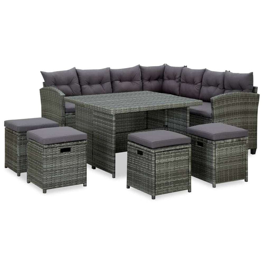 6 Piece Poly Rattan Garden Lounge Set with Cushions for Outdoor Patio and Garden Furniture