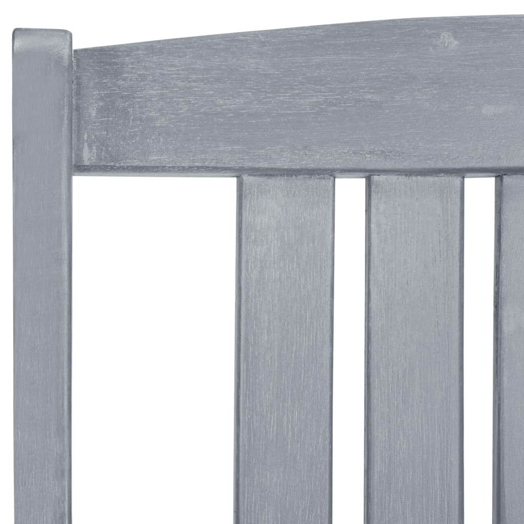 Grey solid acacia wood slatted garden chair backrest, showcasing rustic charm for outdoor furniture.