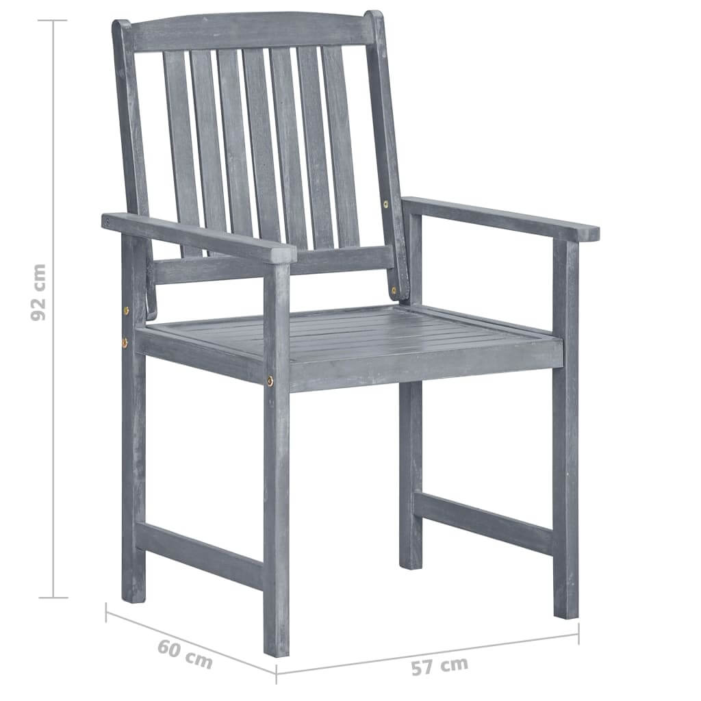 VidaXL Garden Chairs with Cushions 2 pcs Grey Solid Acacia Wood