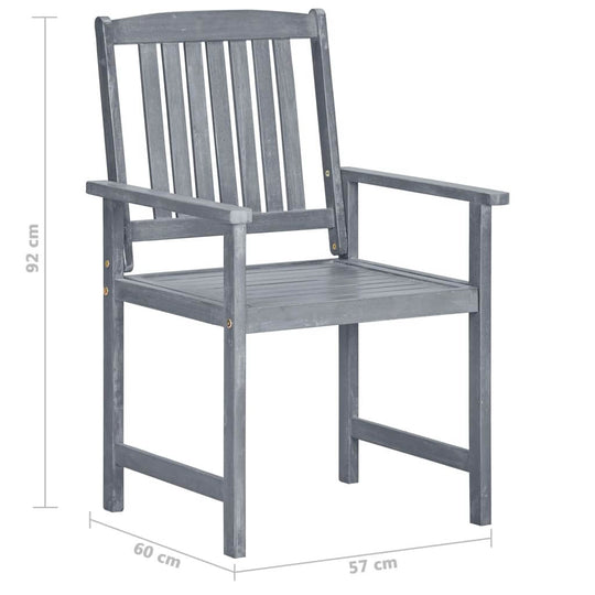 VidaXL Garden Chairs with Cushions 2 pcs Grey Solid Acacia Wood