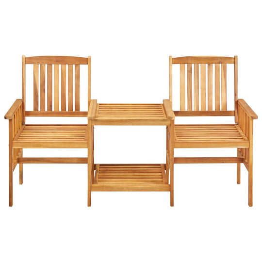 Garden Chairs with Tea Table and Cushions Solid Acacia Wood