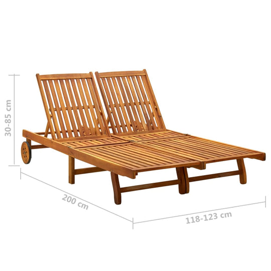 2-Person Garden Sun Lounger with Cushions Solid Acacia Wood , Furniture -> Outdoor Furniture -> Outdoor Seating -> Sunloungers , Durable,eligant,Furniture -,Home & Garden -,Modern Design,new-305021,Outdoor Furniture -,Outdoor Seating -,Sunloungers