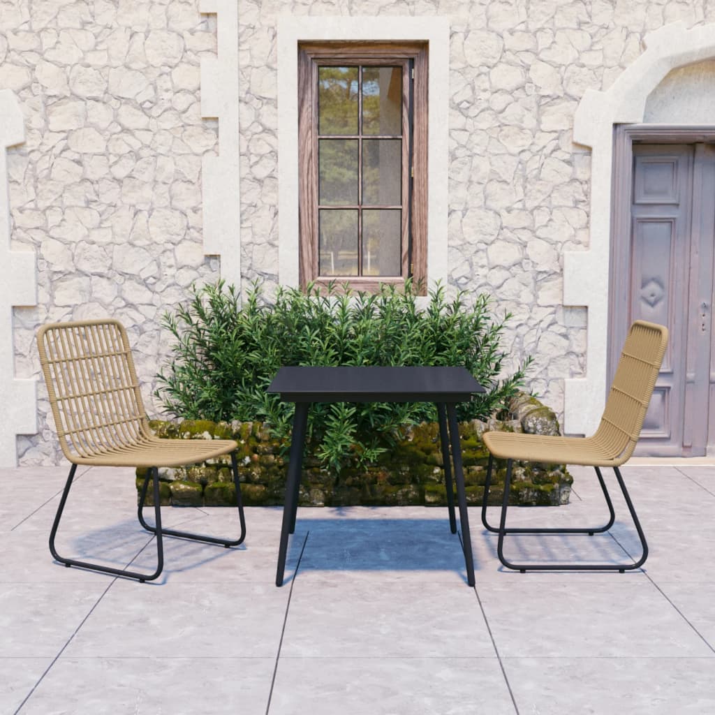 3 Piece Outdoor Dining Set Poly Rattan and Glass , Furniture -> Outdoor Furniture -> Outdoor Furniture Sets , Chairs -,Durable,eligant,Furniture -,Home & Garden -,Home Decor,Modern Design,new-305021,Outdoor Furniture -,Outdoor Furniture Sets