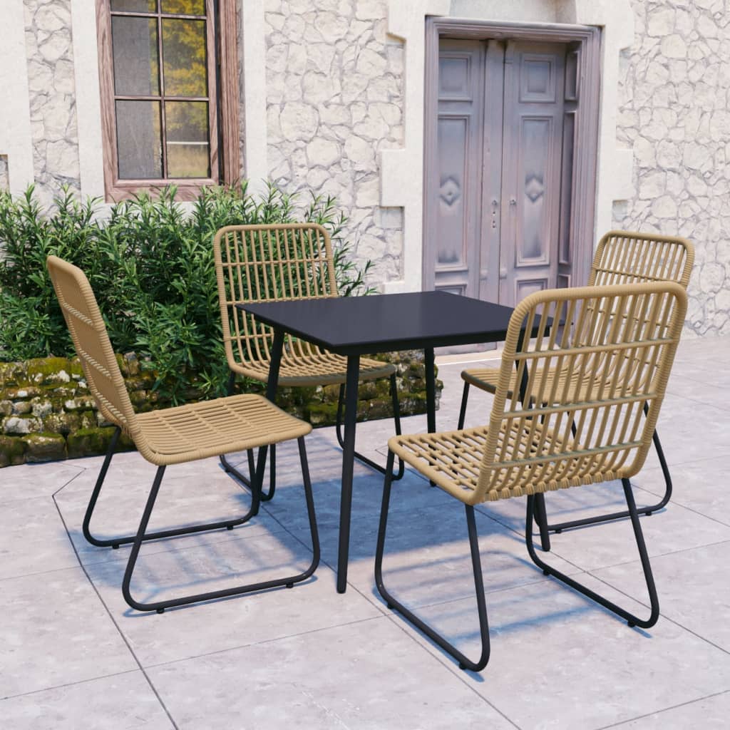 5 Piece Outdoor Dining Set Poly Rattan and Glass , Furniture -> Outdoor Furniture -> Outdoor Furniture Sets , black,Chairs -,Decor -,Durable,eligant,Furniture -,Home & Garden -,Home Decor,Modern Design,new-305021,Outdoor Furniture -,Outdoor Furniture Sets