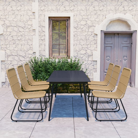 7 Piece Outdoor Dining Set Poly Rattan and Glass , Furniture -> Outdoor Furniture -> Outdoor Furniture Sets , Durable,eligant,Furniture -,Home & Garden -,Modern Design,new-305021,Outdoor Furniture -,Outdoor Furniture Sets