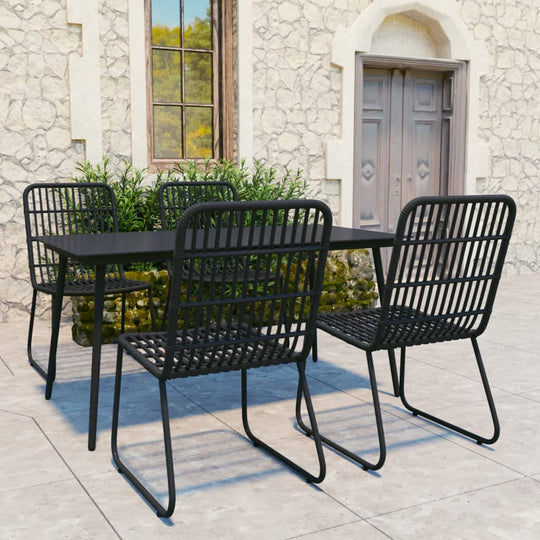 5 Piece Outdoor Dining Set Poly Rattan and Glass , Furniture -> Outdoor Furniture -> Outdoor Furniture Sets , black,Chairs -,Decor -,Durable,eligant,Furniture -,Home & Garden -,Home Decor,Modern Design,new-305021,Outdoor Furniture -,Outdoor Furniture Sets