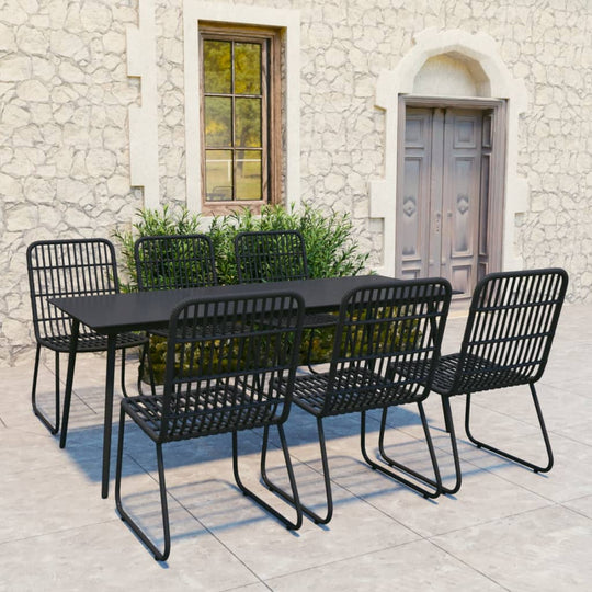 5 Piece Outdoor Dining Set Poly Rattan and Glass , Furniture -> Outdoor Furniture -> Outdoor Furniture Sets , black,Chairs -,Decor -,Durable,eligant,Furniture -,Home & Garden -,Home Decor,Modern Design,new-305021,Outdoor Furniture -,Outdoor Furniture Sets