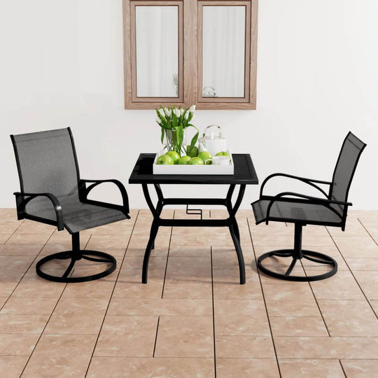 3 Piece Garden Dining Set with steel frame and textilene chairs on outdoor patio