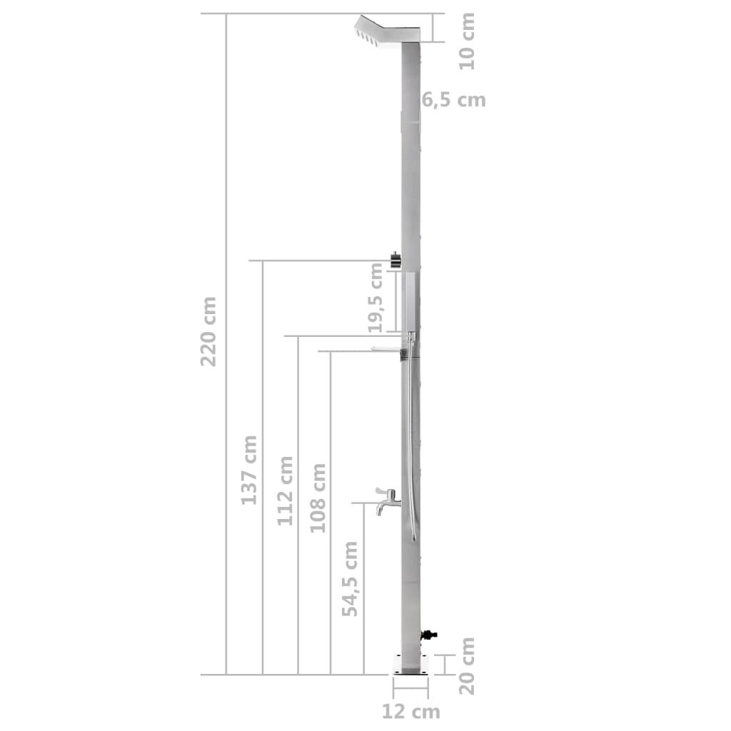 Garden Shower 220 cm Stainless Steel