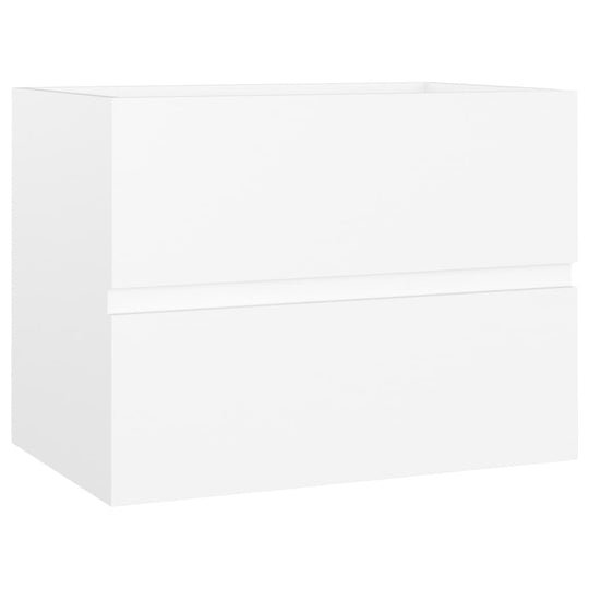 Stylish white cabinet from a 2 piece bathroom furniture set made of durable engineered wood, offering ample storage.