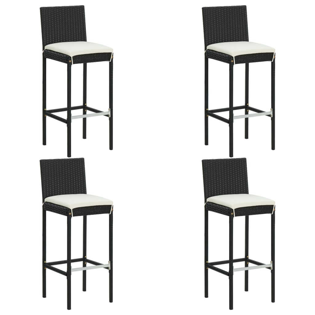 5 Piece Garden Bar Set with Cushions Poly Rattan Black