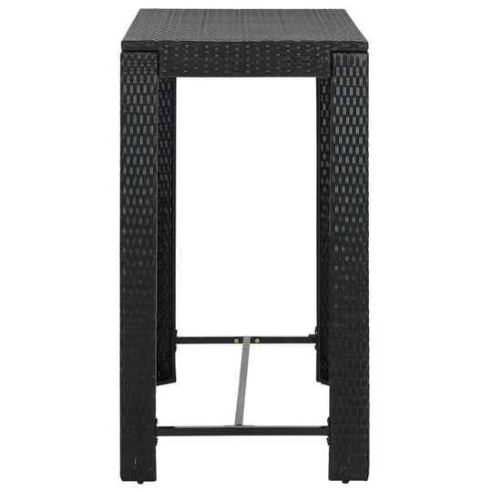 7 Piece Outdoor Bar Set with Cushions Poly Rattan Black