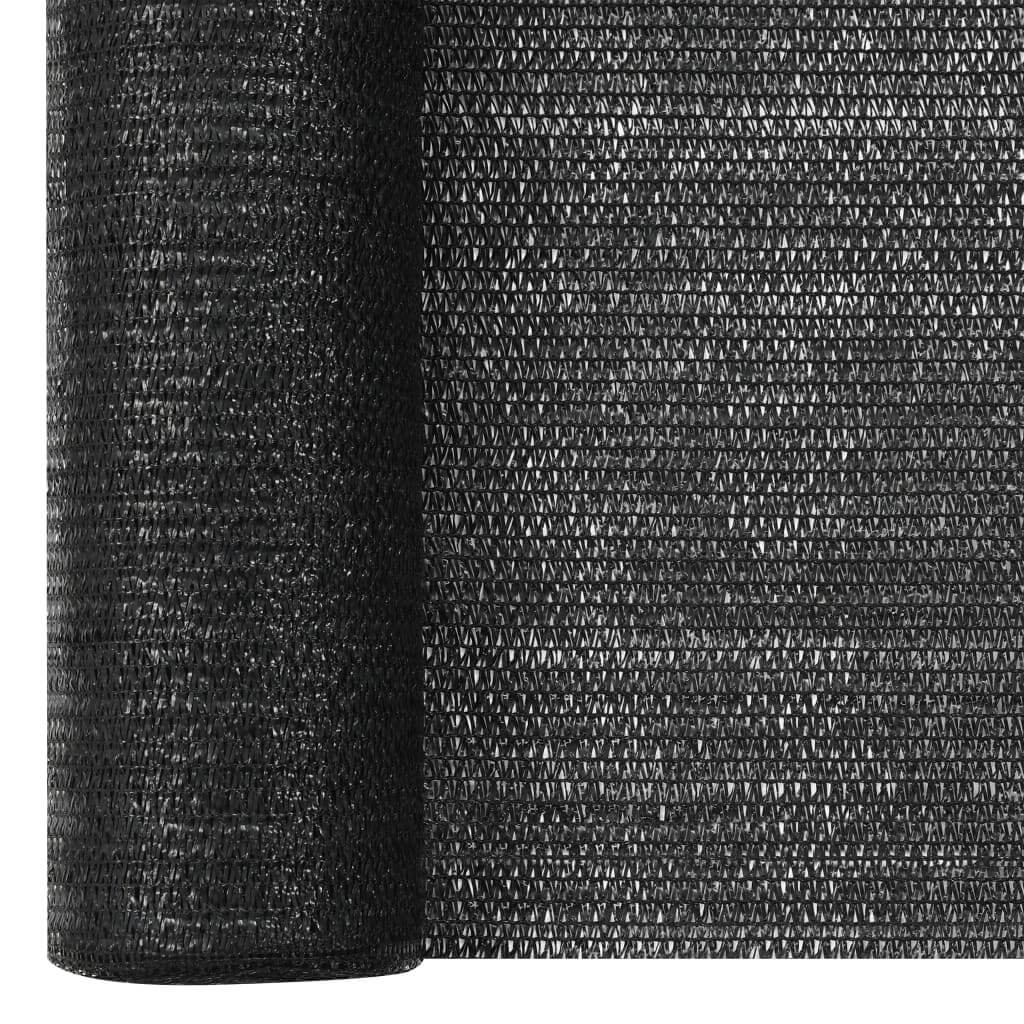 Privacy Net 2x10 m HDPE 75 g/m² rolled black shade fabric for outdoor privacy and sun protection.