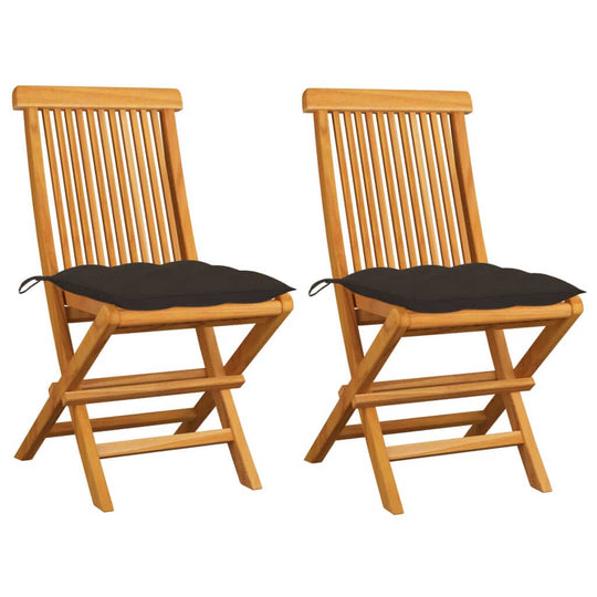 Garden Chairs with Taupe Cushions 2 pcs Solid Teak Wood