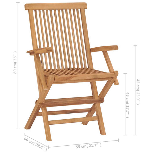 Garden Chairs with  Cushions  pcs Solid Teak Wood