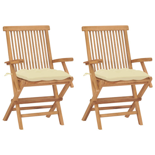 Garden Chairs with White Cushions 2 pcs Solid Teak Wood , Furniture -> Outdoor Furniture -> Outdoor Seating -> Outdoor Chairs , Chairs -,Decor -,Durable,eligant,Furniture -,Home & Garden -,Home Decor,Modern Design,new-305021,Outdoor Chairs,Outdoor Furnitu