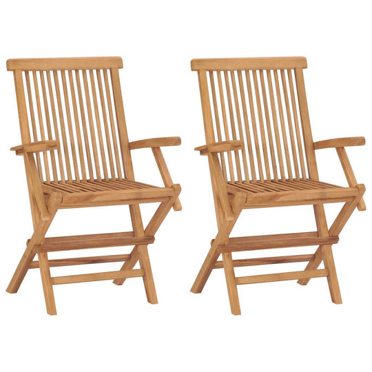 Garden Chairs with Light Blue Cushions 2 pcs Solid Teak Wood