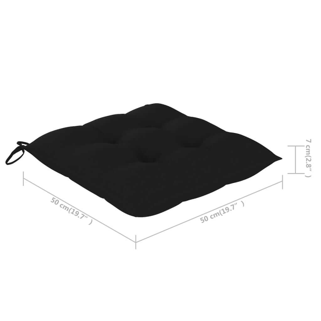 Black cushion for rocking chair, dimensions 50x50 cm, 7 cm thick, providing comfort and style for indoor/outdoor use.