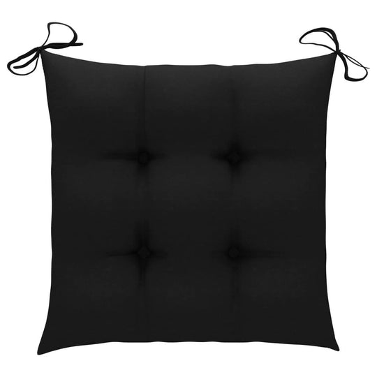 Black tufted cushion with ties, perfect for adding comfort to a rocking chair or outdoor seating.