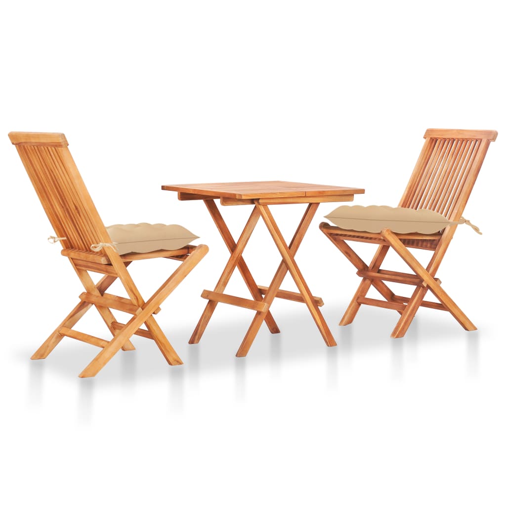 3 Piece Bistro Set with Cushions Solid Teak Wood , Furniture -> Outdoor Furniture -> Outdoor Furniture Sets , Durable,eligant,Furniture -,Home & Garden -,Modern Design,new-305021,Outdoor Furniture -,Outdoor Furniture Sets,Outdoor Seating -,Wooden Furnitur