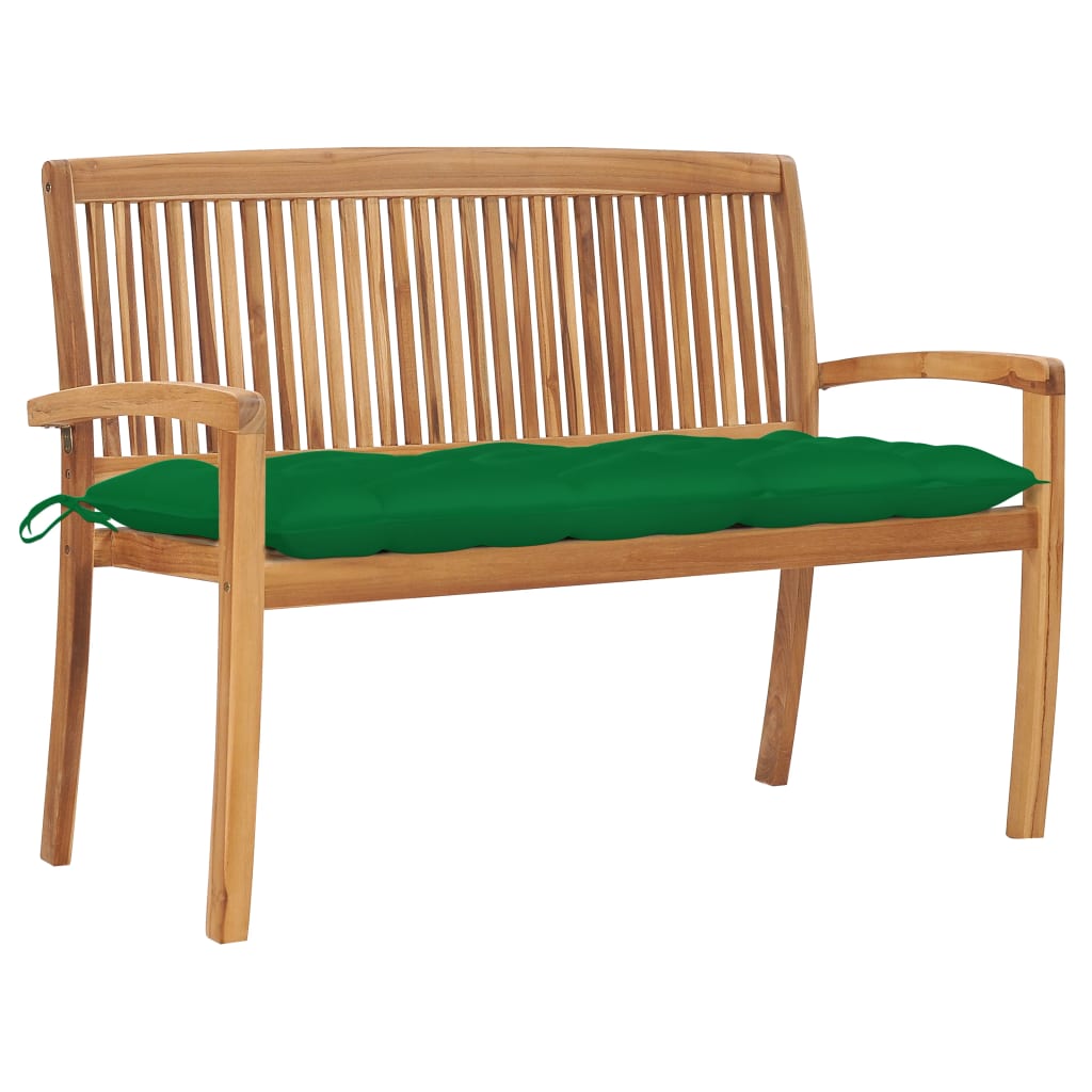 Stacking Garden Bench with Cushion 128.5 cm Solid Teak Wood , Furniture -> Outdoor Furniture -> Outdoor Seating -> Outdoor Benches , Chairs -,Durable,eligant,Furniture -,Home & Garden -,Home Decor,Modern Design,new-305021,Outdoor Benches,Outdoor Furniture