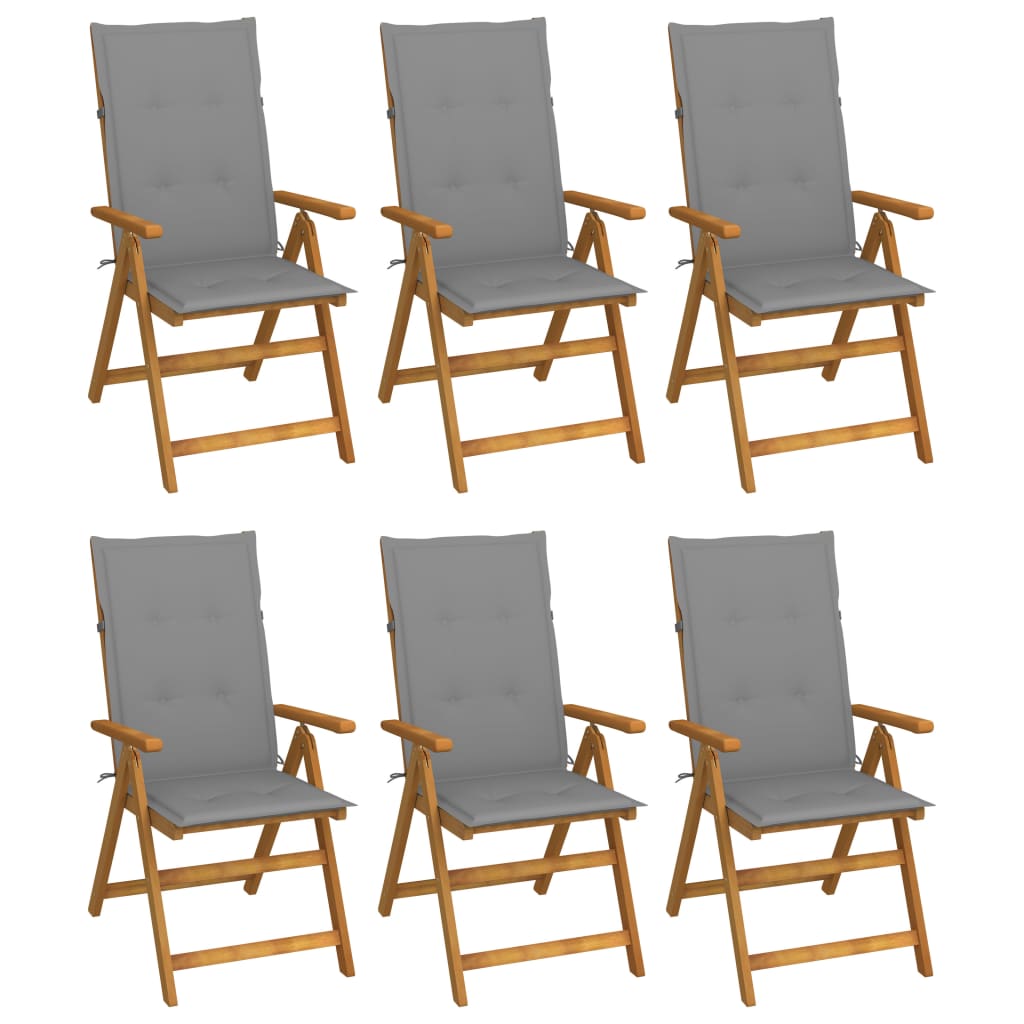 Folding Garden Chairs 6 pcs with Cushions Solid Acacia Wood , Furniture -> Outdoor Furniture -> Outdoor Seating -> Outdoor Chairs , Durable,eligant,Furniture -,Home & Garden -,Modern Design,new-305021,Outdoor Chairs,Outdoor Furniture -,Outdoor Seating -,W