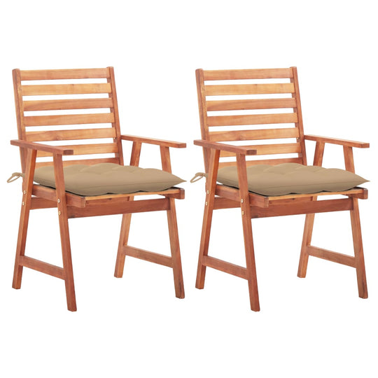 Outdoor Dining Chairs  pcs with Cushions Solid Acacia Wood