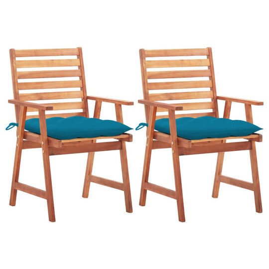 Outdoor Dining Chairs 2 pcs with Cushions Solid Acacia Wood