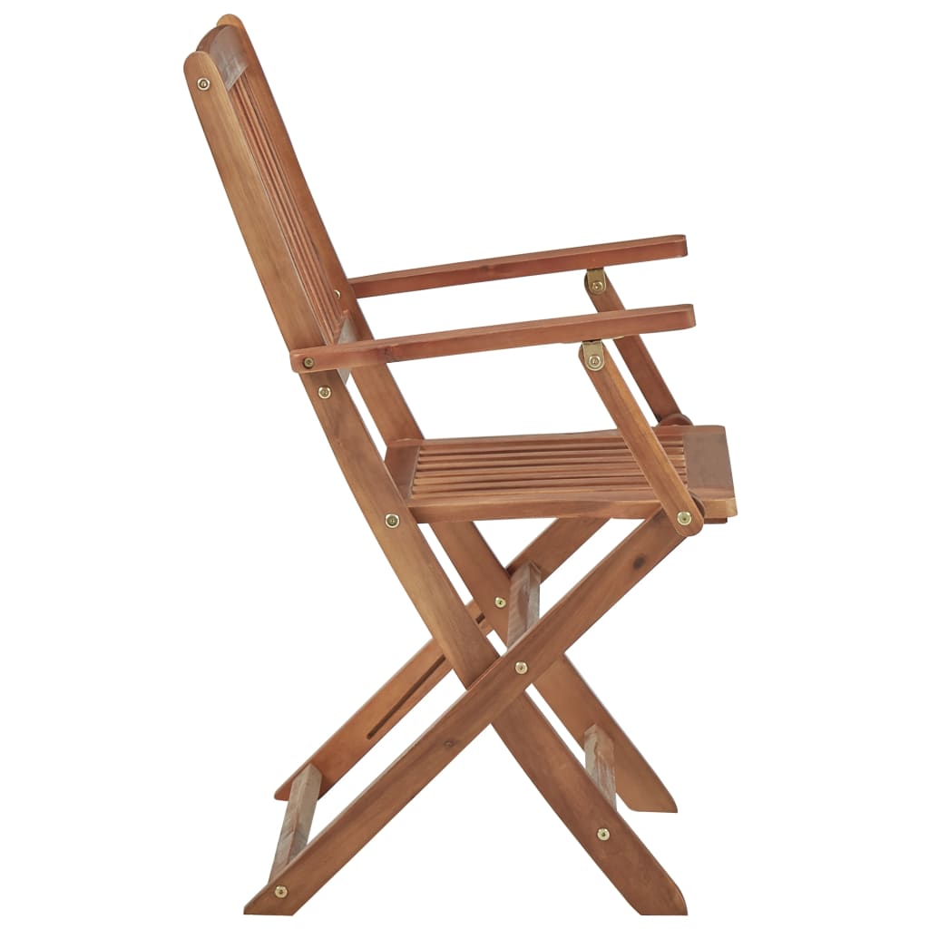 Solid acacia wood folding garden chair with arms, perfect for outdoor relaxation and patio use.