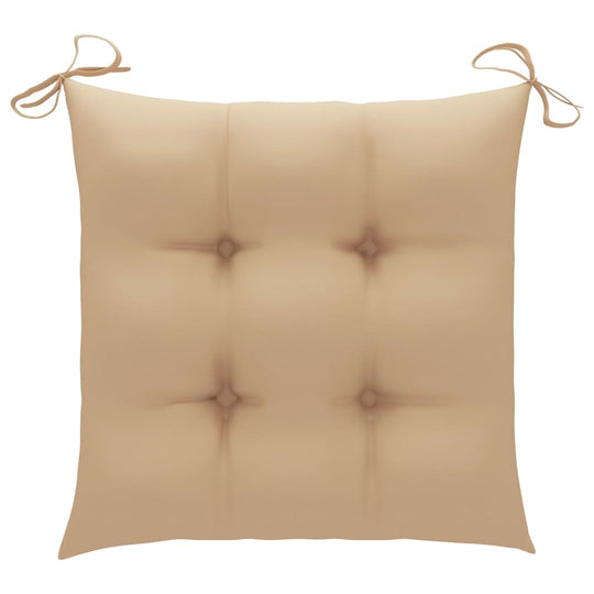 Plush beige cushion with ties, designed for outdoor furniture, providing comfort for garden chairs and lounge seating.