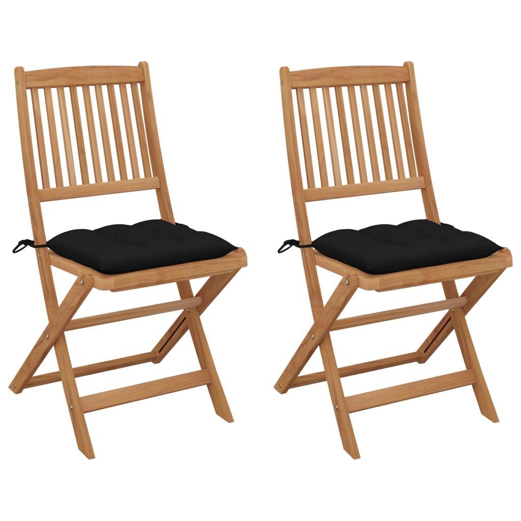 Folding Garden Chairs 2 pcs with Cushions Solid Acacia Wood , Furniture -> Outdoor Furniture -> Outdoor Seating -> Outdoor Chairs , Chairs -,Durable,eligant,Furniture -,Home & Garden -,Home Decor,Modern Design,new-305021,Outdoor Chairs,Outdoor Furniture -