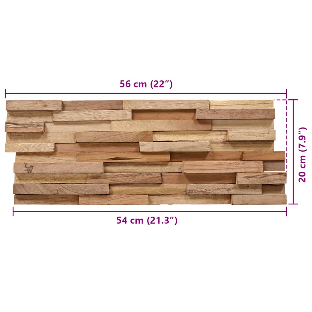 3D Wall Cladding Panels 10 pcs .08 m² Solid Teak Wood