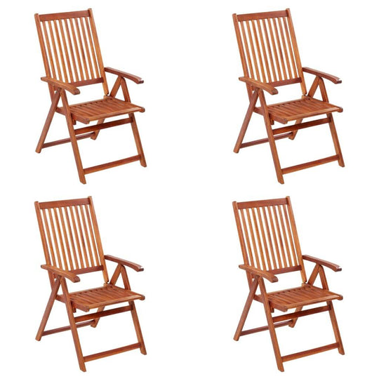 Set of 4 folding garden chairs made of solid acacia wood for outdoor furniture, providing vintage style and comfort.