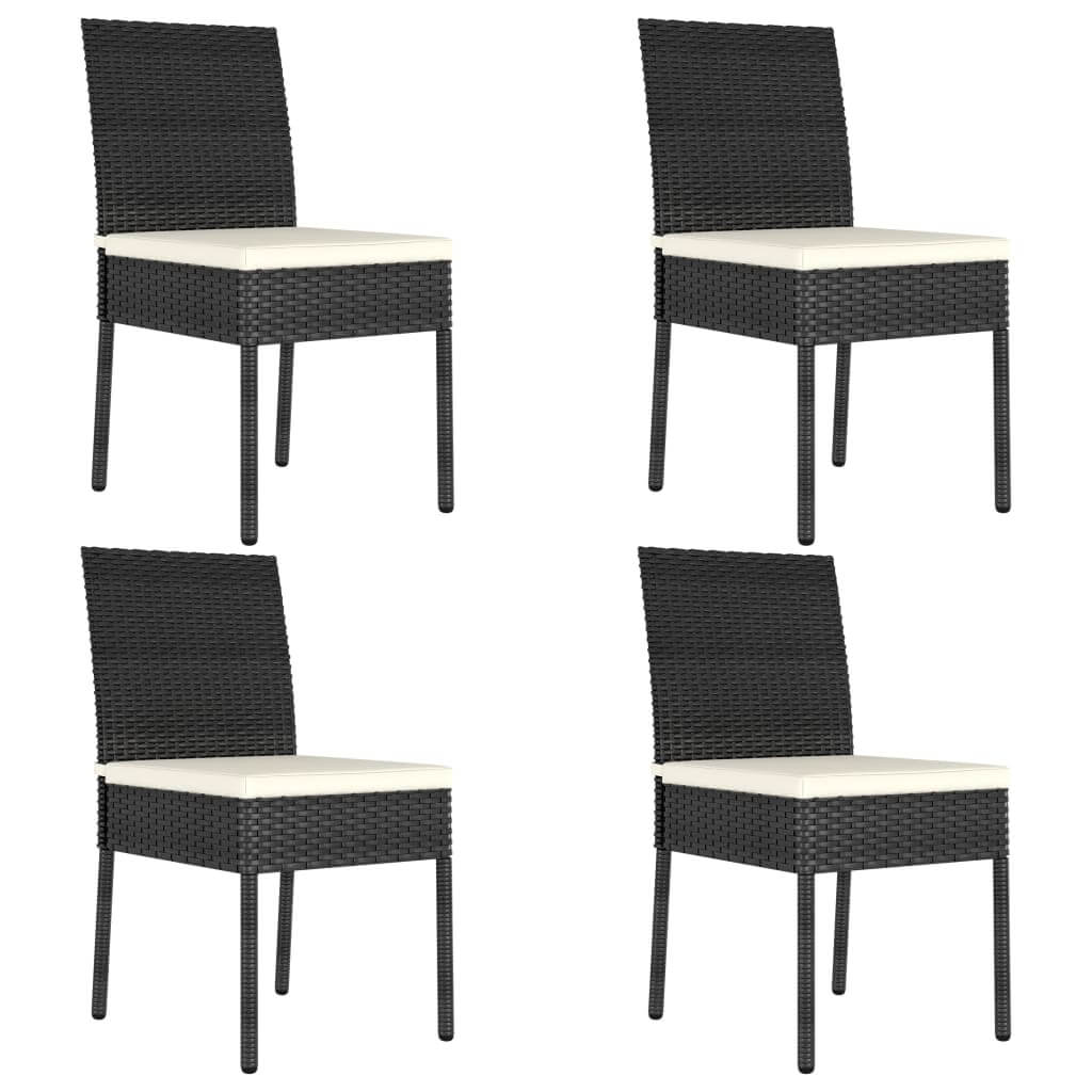 4 chairs from the 5 Piece Garden Dining Set Poly Rattan featuring sturdy design and comfortable cushions.