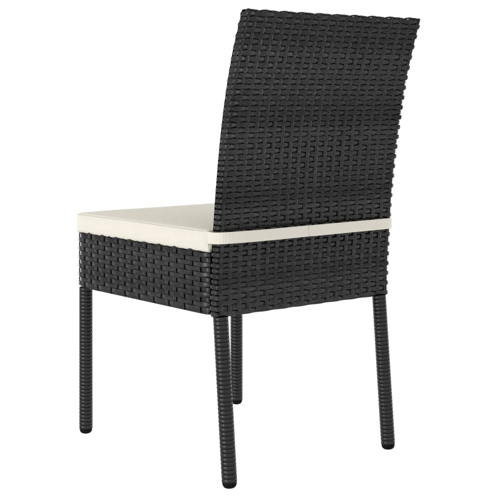 5 Piece Garden Dining Set Poly Rattan black outdoor chair with cream cushion and sturdy frame