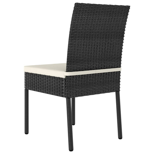 5 Piece Garden Dining Set Poly Rattan black outdoor chair with cream cushion and sturdy frame