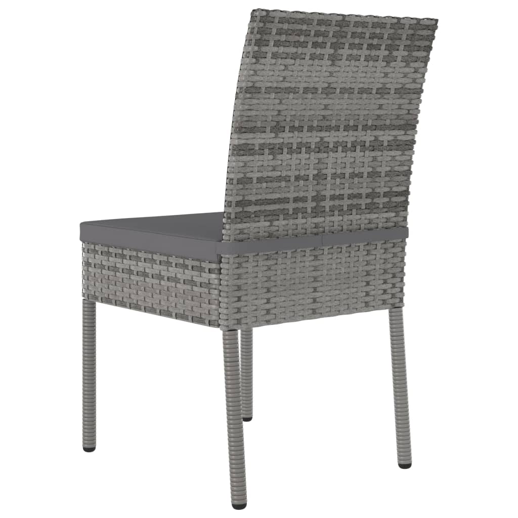 Grey woven garden dining chair with sturdy steel frame, suitable for outdoor furniture setups.