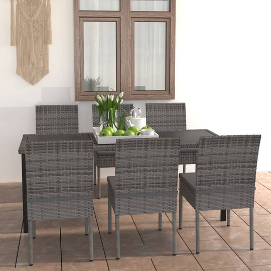 7 Piece Garden Dining Set Poly Rattan , Furniture -> Outdoor Furniture -> Outdoor Furniture Sets , black,Chairs -,Durable,Furniture -,Home & Garden -,Home Decor,Modern Design,new-305021,Outdoor Furniture -,Outdoor Furniture Sets,Outdoor Seating -,poly rat