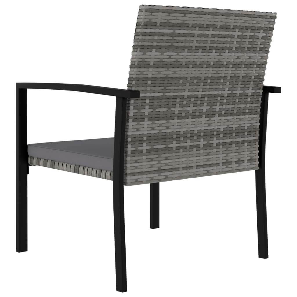 Back view of a comfortable chair from a 3 Piece Garden Dining Set Poly Rattan with a sturdy steel frame and padded seat.
