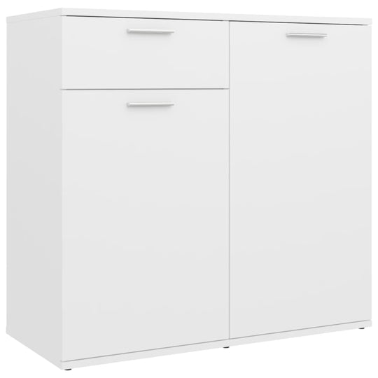 Sideboard 80×36×75 cm – Engineered Wood Storage Cabinet | Modern Furniture UAE & Dubai with 2 doors and a drawer in white finish.