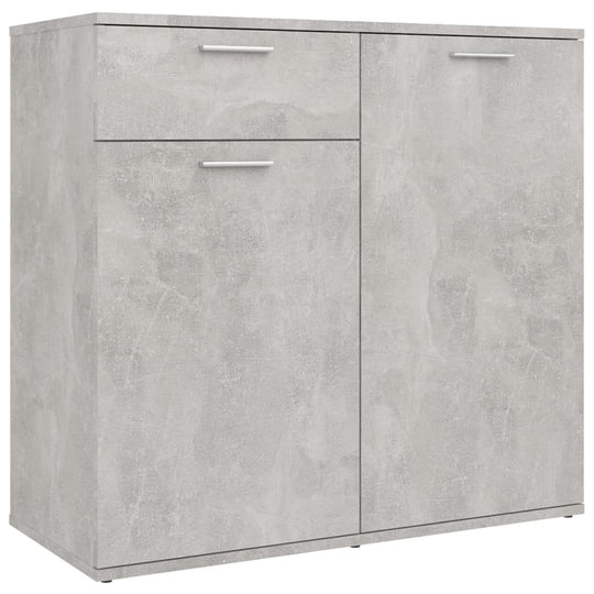 Sideboard Concrete 80x36x75 cm Engineered Wood with 2 doors and a drawer, ideal for storage and decoration.