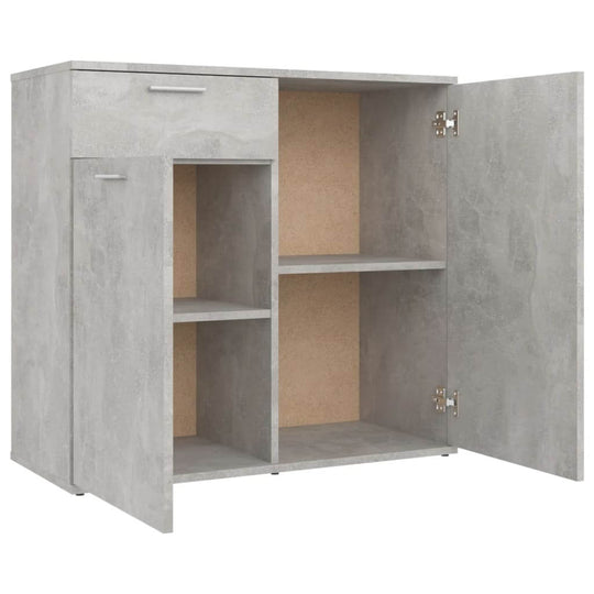 Sideboard Concrete  80x36x75 cm Engineered Wood with 2 doors and a drawer, offering storage space.