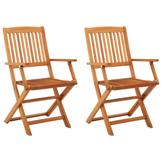 Folding garden chairs made of solid eucalyptus wood, perfect for outdoor dining and easy storage, set of 2.