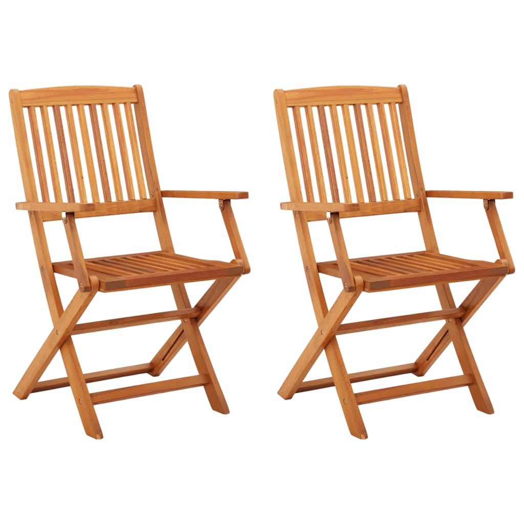 Balcony Outdoor Set – 3 Pieces, Great for Dubai Apartments - 2 folding garden chairs made of natural wood.