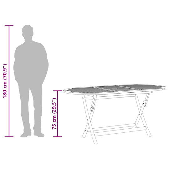 طاولة حديقة قابلة للطي 160×85×75 سم من خشب الكافور، دبي