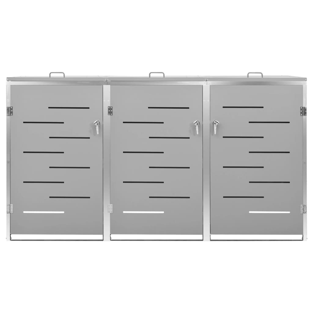 Quadruple Wheelie Bin Shed 276.5x77.5x112.5 cm Stainless Steel , Home & Garden -> Household Supplies -> Waste Containment Accessories -> Waste Container Enclosures , gray,Home & Garden -,Household Supplies -,new-305021,set of 3,set of 4,Waste Container En