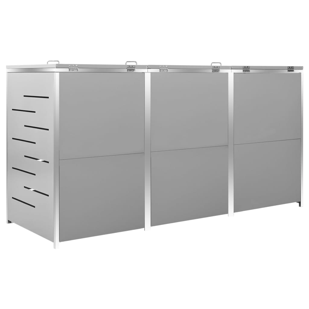 Quadruple Wheelie Bin Shed 276.5x77.5x112.5 cm Stainless Steel , Home & Garden -> Household Supplies -> Waste Containment Accessories -> Waste Container Enclosures , gray,Home & Garden -,Household Supplies -,new-305021,set of 3,set of 4,Waste Container En