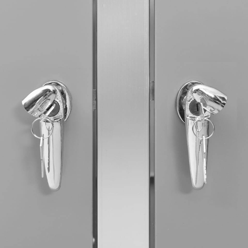 Locking system of Quadruple Wheelie Bin Shed 276.5x77.5x112.5 cm Stainless Steel with key.