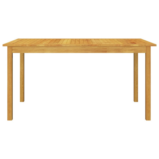 Acacia wood garden dining table with oil finish, showcasing a stable and durable design for outdoor settings.